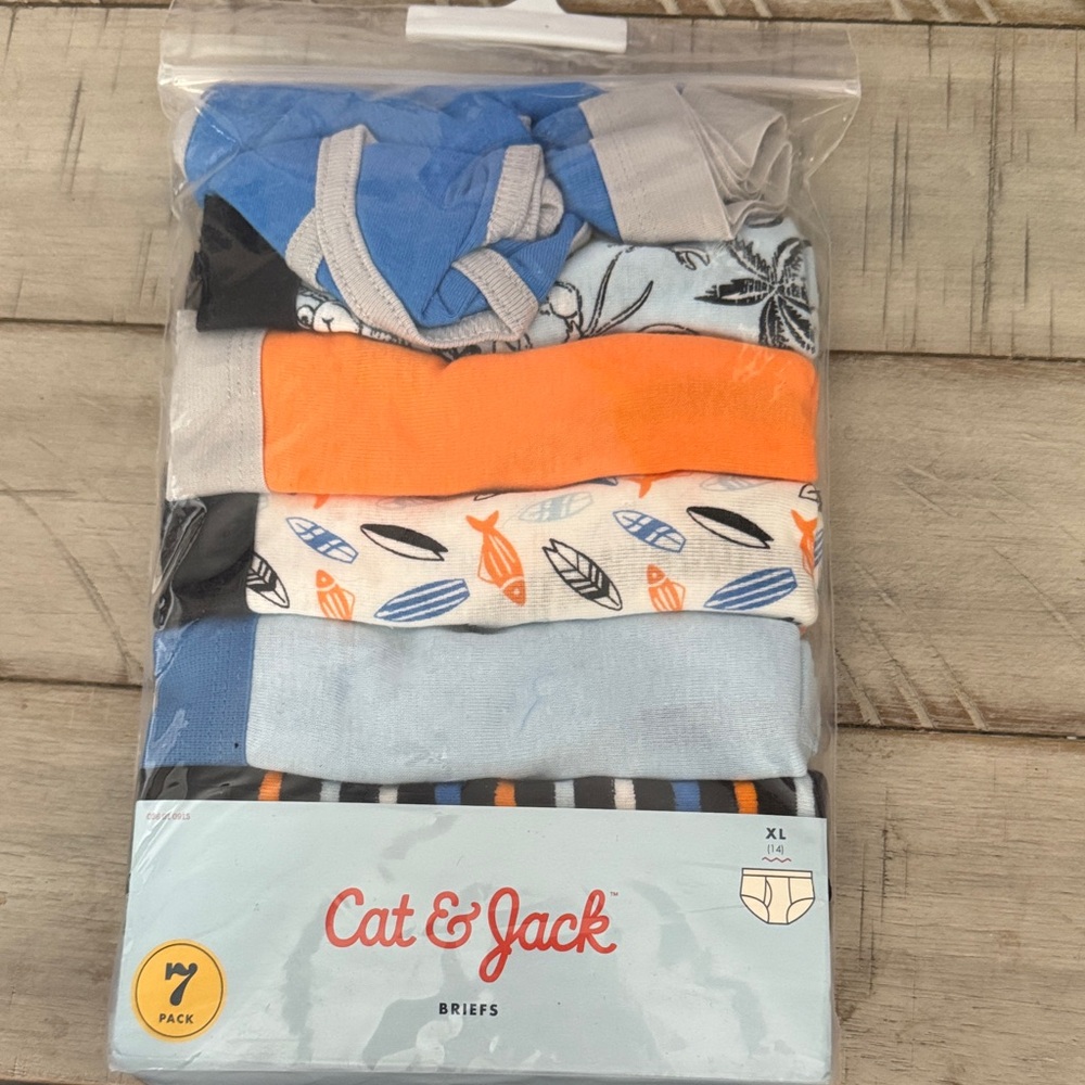 Cat & Jack Boys' Briefs 7-Pack with Blue and Orange